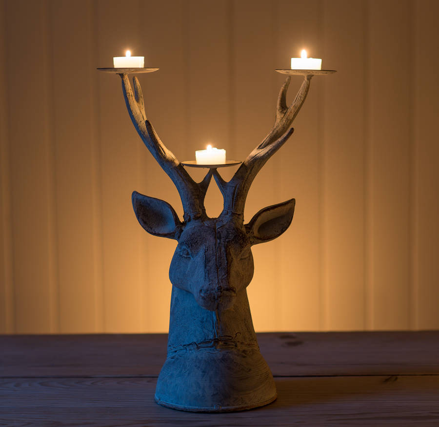 Stag Head candle holder in a Antique style